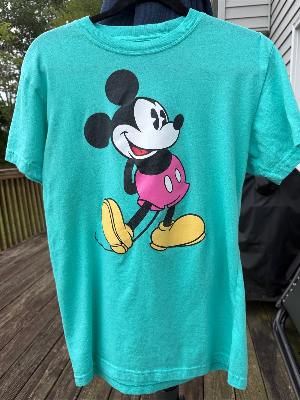 Disney Teal Mickey Mouse Graphic Tee with Pink Shorts